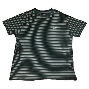Lost Enterprises Mens XL Striped T-Shirt Black Green White Embroidered Logo Tee